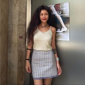 Blue-Striped Mini Skirt  (new)